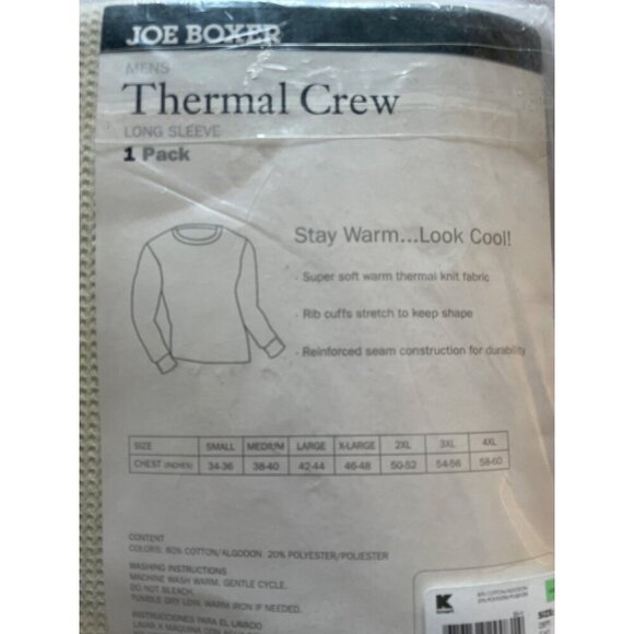 Joe Boxer Mens Thermal Crew Long Sleeve Shirt M 80% Cotton 20% Polyester Warm Ri - Picture 4 of 8